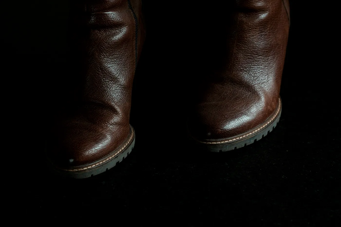 Bottes Hautes en Cuir Lisse Muse