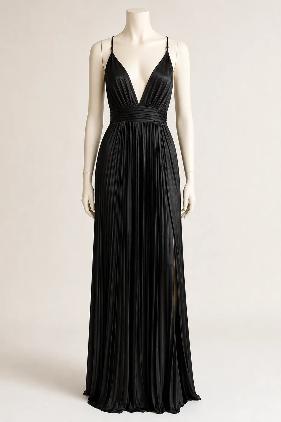 Édition Robe Longue en Satin Plissé Essentiel