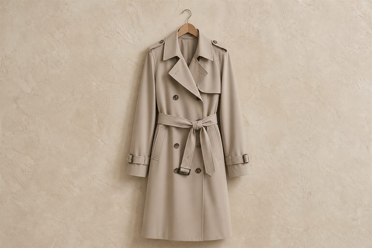 Trench Mi-Long en Gabardine Fluide Essentiel